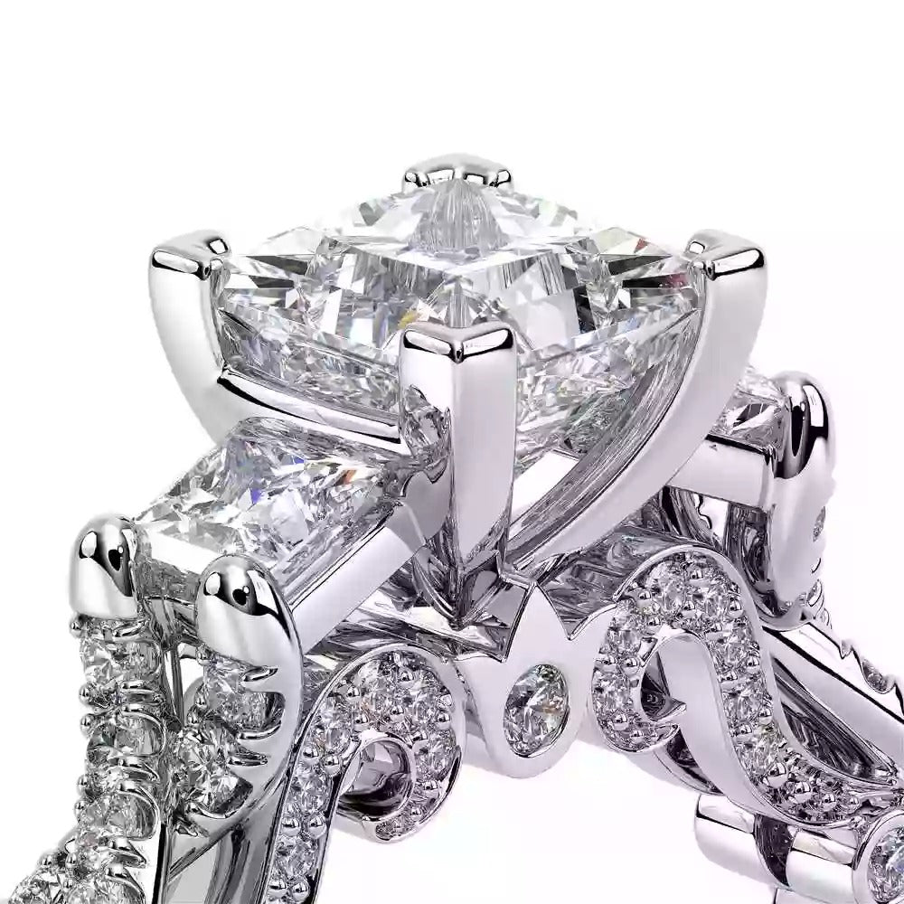 Verragio White Gold Insignia Princess Cut Three Stone Semi-Mount Engagement Ring