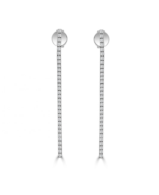 Frederic Sage White Gold Medium Line Hanging Diamond Earrings - Diamond Earrings