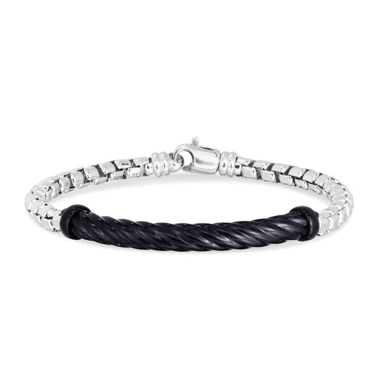 Phillip Gavriel Black Enamel Cable Bracelet - Gents Bracelet