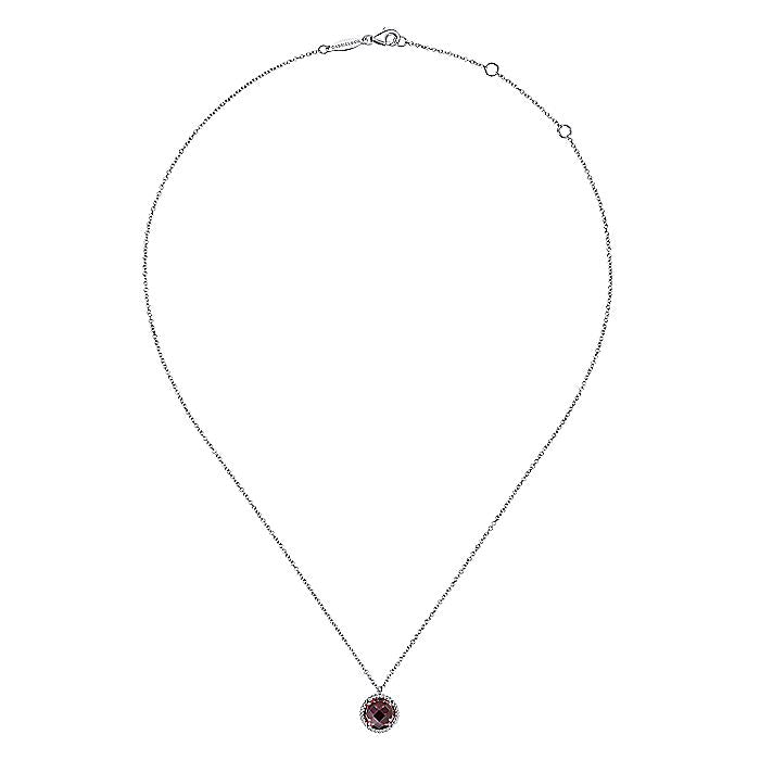 Gabriel & Co Sterling Silver Garnet Bujukan Frame Pendant Necklace