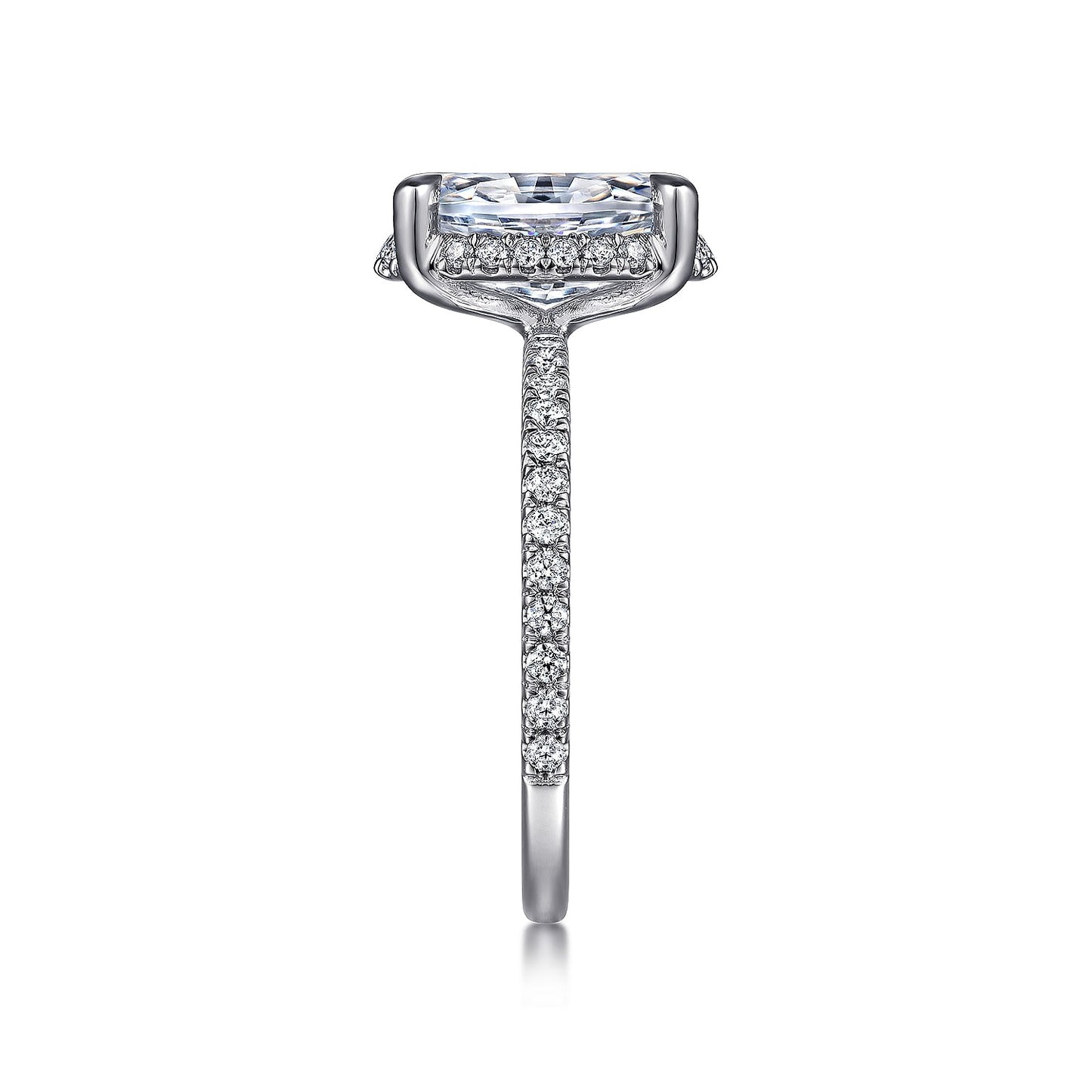 Gabriel & Co. 14 Karat White Gold Oval Hidden Halo Semi-Mount Diamond Engagement Ring - Diamond Semi-Mount Rings