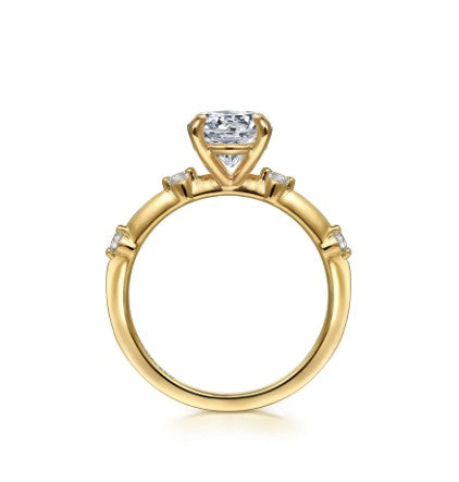 Gabriel & Co. 14 Karat Yellow Gold Round Semi-Mount Scattered Diamond Engagement Ring
