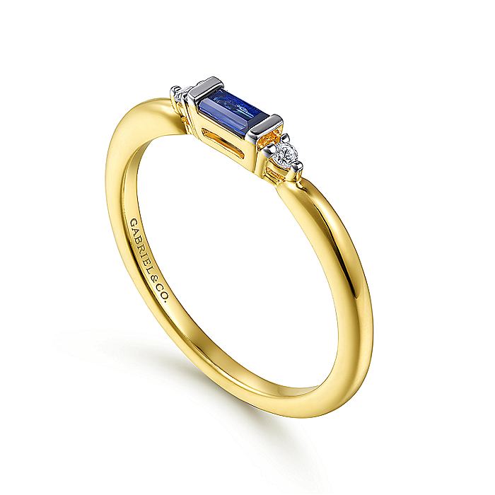 Gabriel & Co. 14 Karat Yellow Gold Diamond and Sapphire Stackable Ring - Colored Stone Rings - Women's