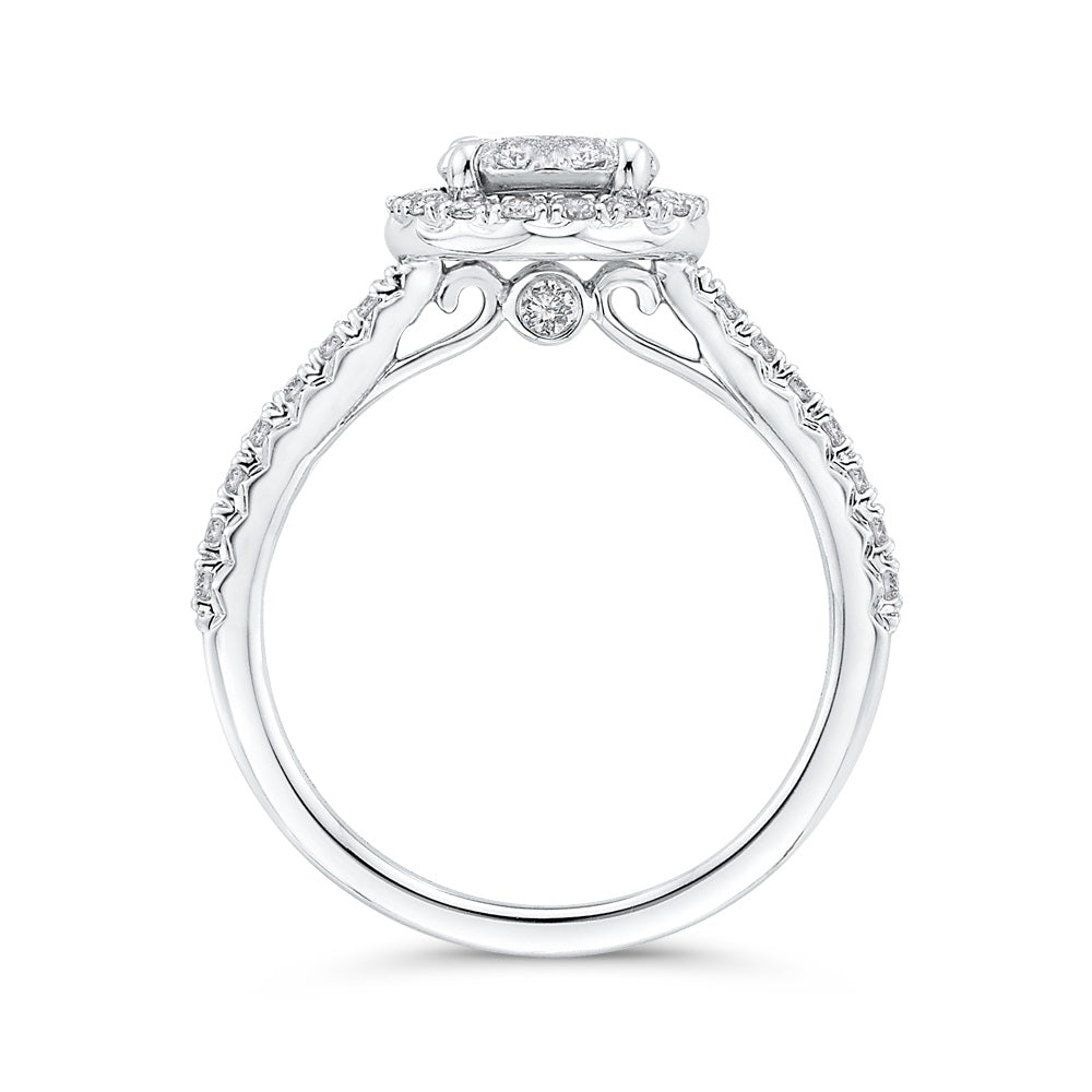 Luminous White Gold Round Halo Engagement Ring