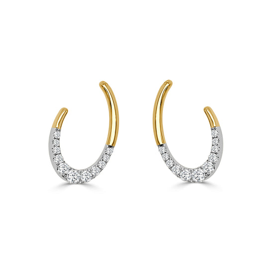Frederic Sage White & Tellow Gold Small Oval Diamond Earrings - Diamond Earrings