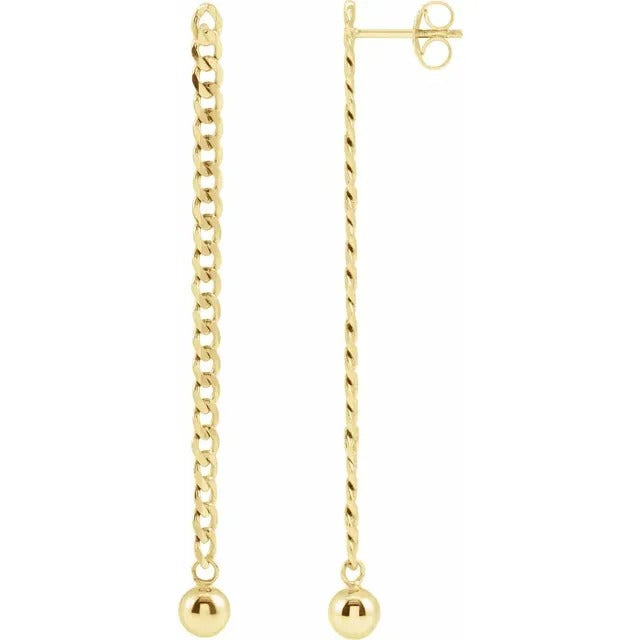 Yellow Gold Curb Chain Earrings - Gold Earrings