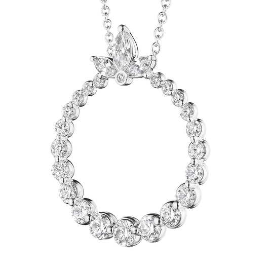 Verragio 18 Karat White Gold Graduated Diamond Circle Pendant - Diamond Pendants
