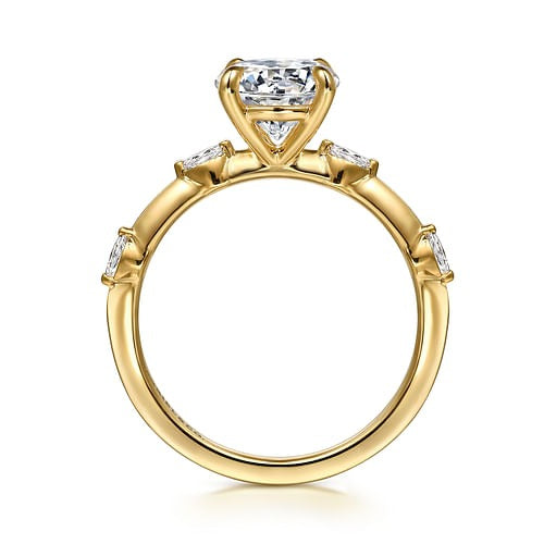 Gabriel & Co. 14 Karat Yellow Gold Round Scattered Marquise Diamond Semi Mount Engagement Ring