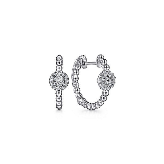 Gabriel & Co Silver Silver Bujukan White Sapphire Pave Huggie Earrings - Silver Earrings