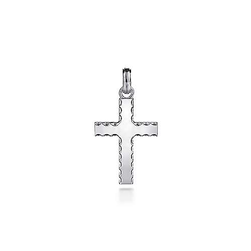 Gabriel & Co Sterling Silver Cross Pendant with Beveled Trim - Gents Pendant