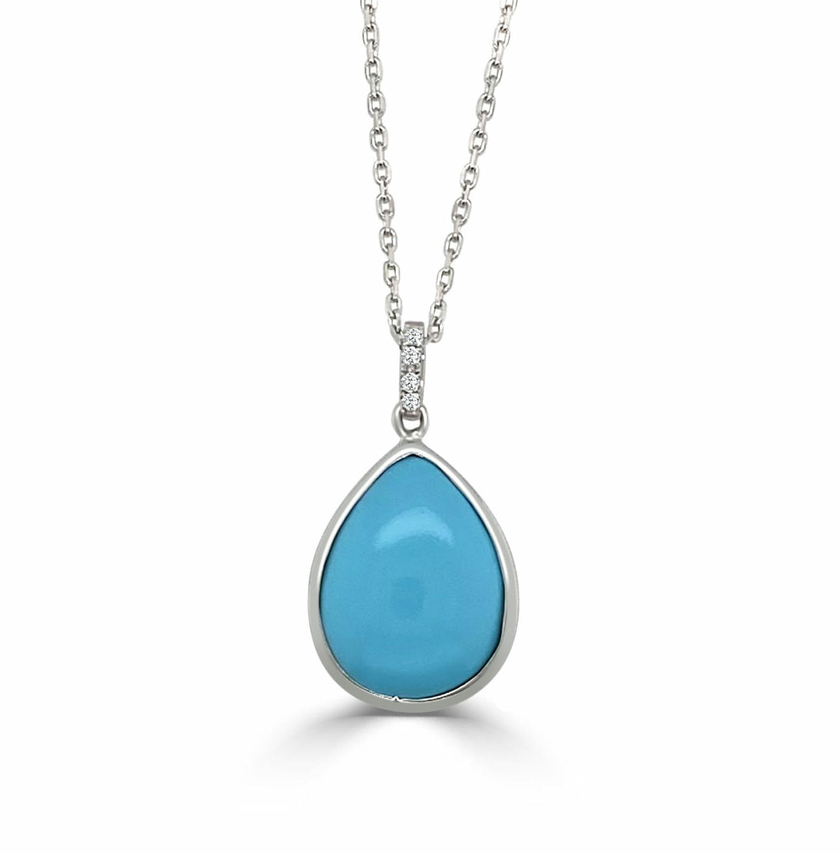 Frederic Sage White Gold Luna Turquoise & Diamond Pendant With Chain