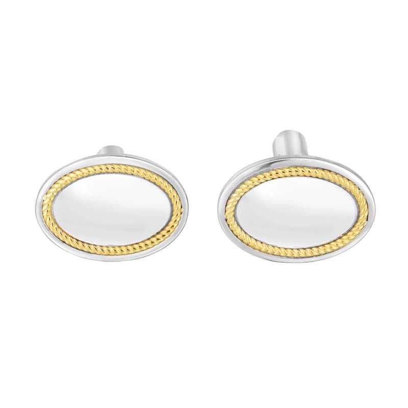 Phillip Gavriel Silver & 18K Oval Cufflinks