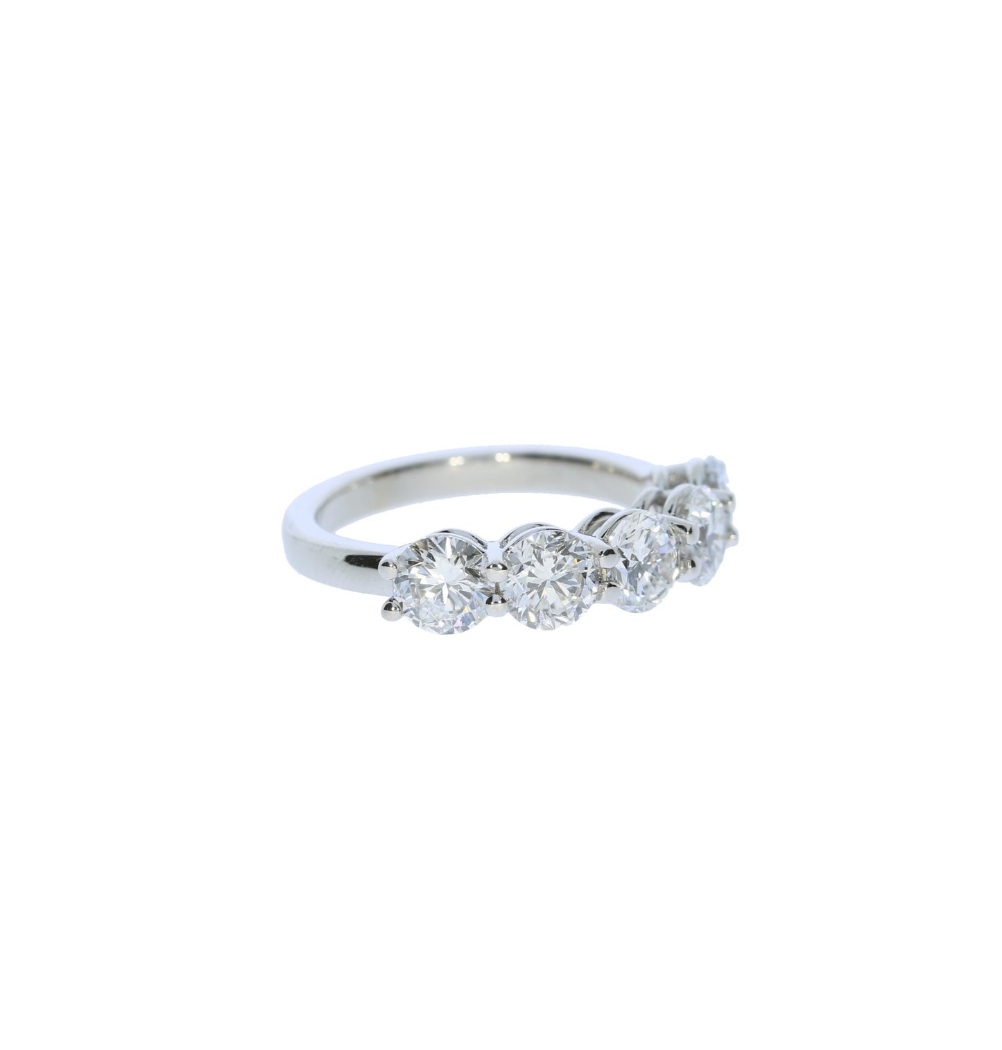 Green Rocks White Gold Labratory Grown Five Diamond Band