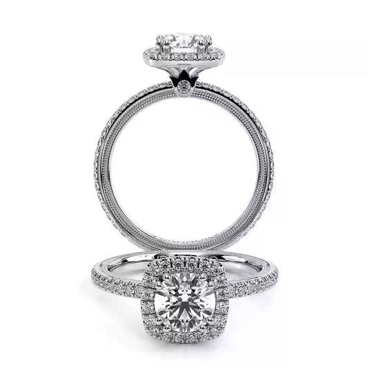 Verragio Tradition Collection White Gold Cushion Halo Semi-Mount Engagement Ring - Diamond Semi-Mount Rings