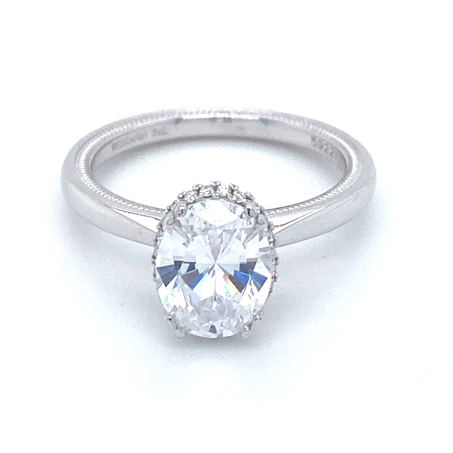 Verragio Tradition Collection White Gold Oval Hidden Halo Semi-Mount Engagement Ring