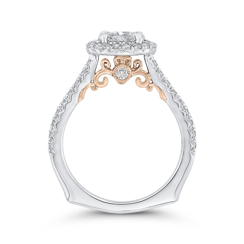 Luminous White Gold Round Halo Engagement Ring