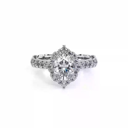 Verragio White Gold Venetian Oval Floral Halo Semi-Mount Engagement Ring - Diamond Semi-Mount Rings