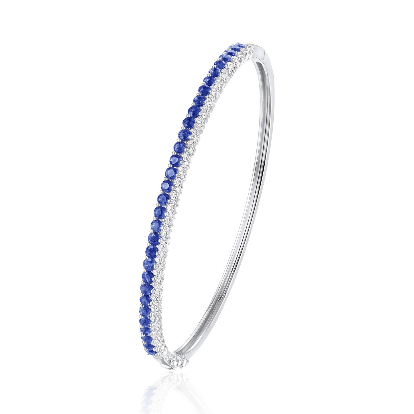Luvente 14 Karat White Gold Diamond and Sapphire Bangle Bracelet