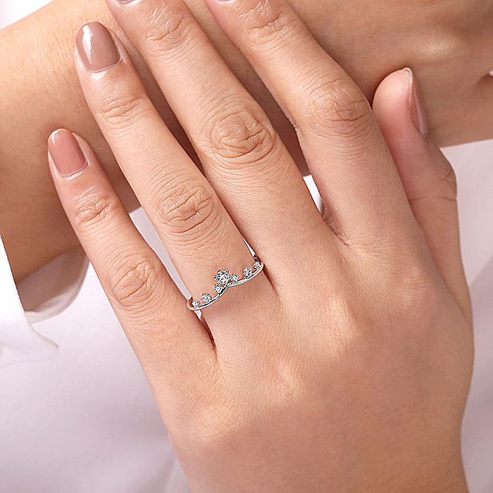Gabriel & Co White Gold Curved Diamond Crown Ring - Diamond Fashion Rings - Women's
