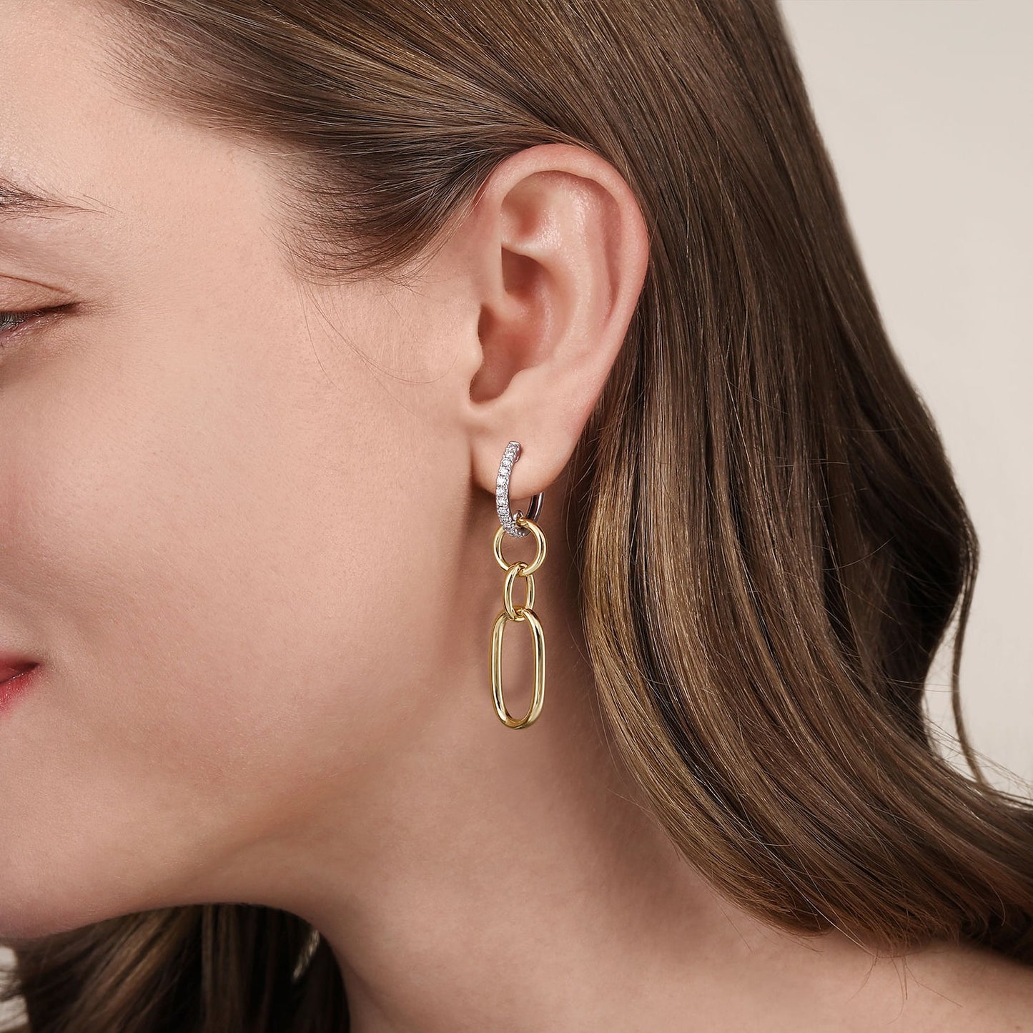 Gabriel & Co. White and Yellow Gold Diamond Earrings
