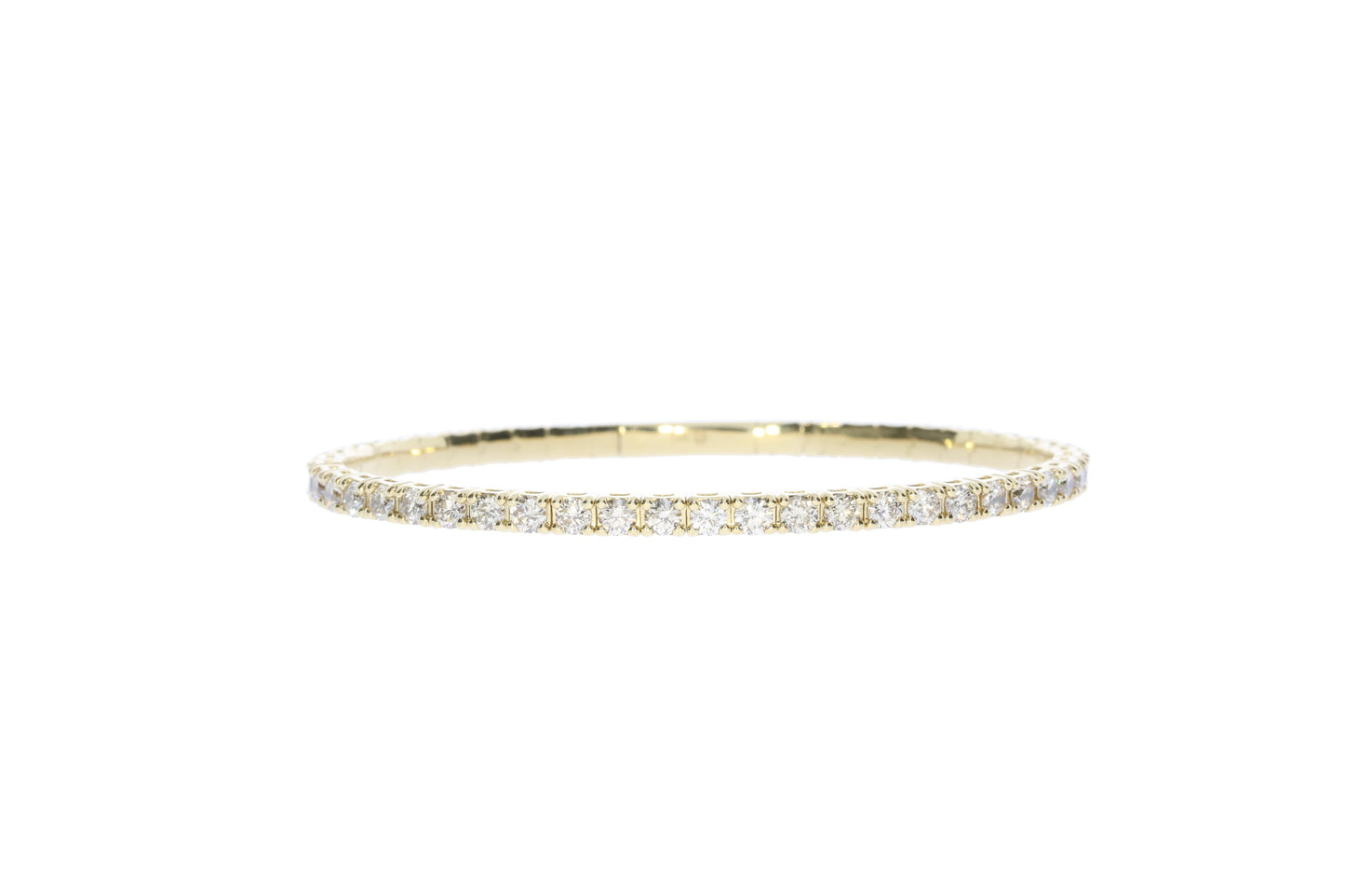 Ladies Yellow Gold Five Carat Flexible Diamond Bangle Bracelet