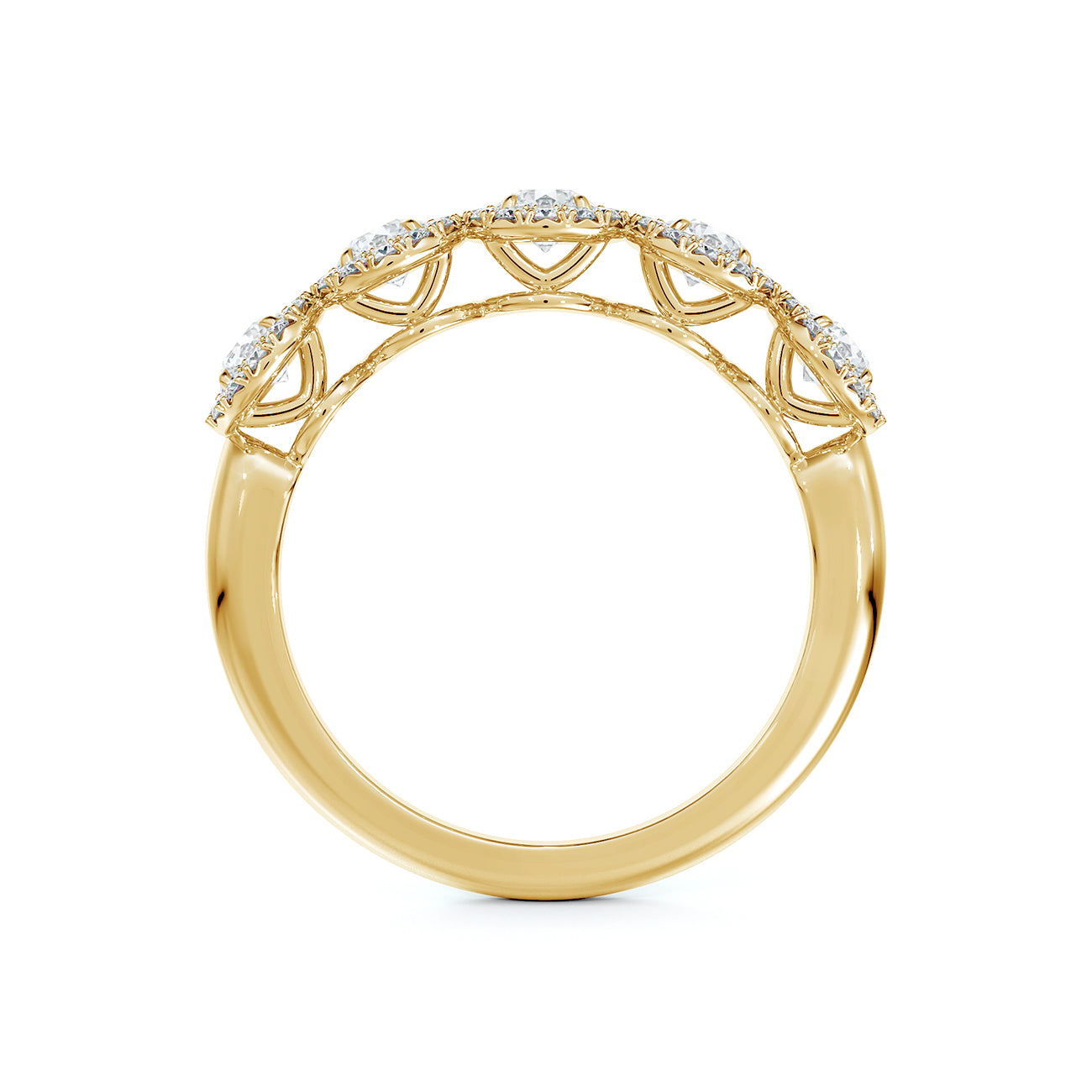 Forevermark Yellow Gold Center of My Universe Five Stone Halo Band