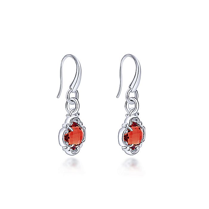 Gabriel & Co Sterling Silver Garnet Clover Drop Earrings