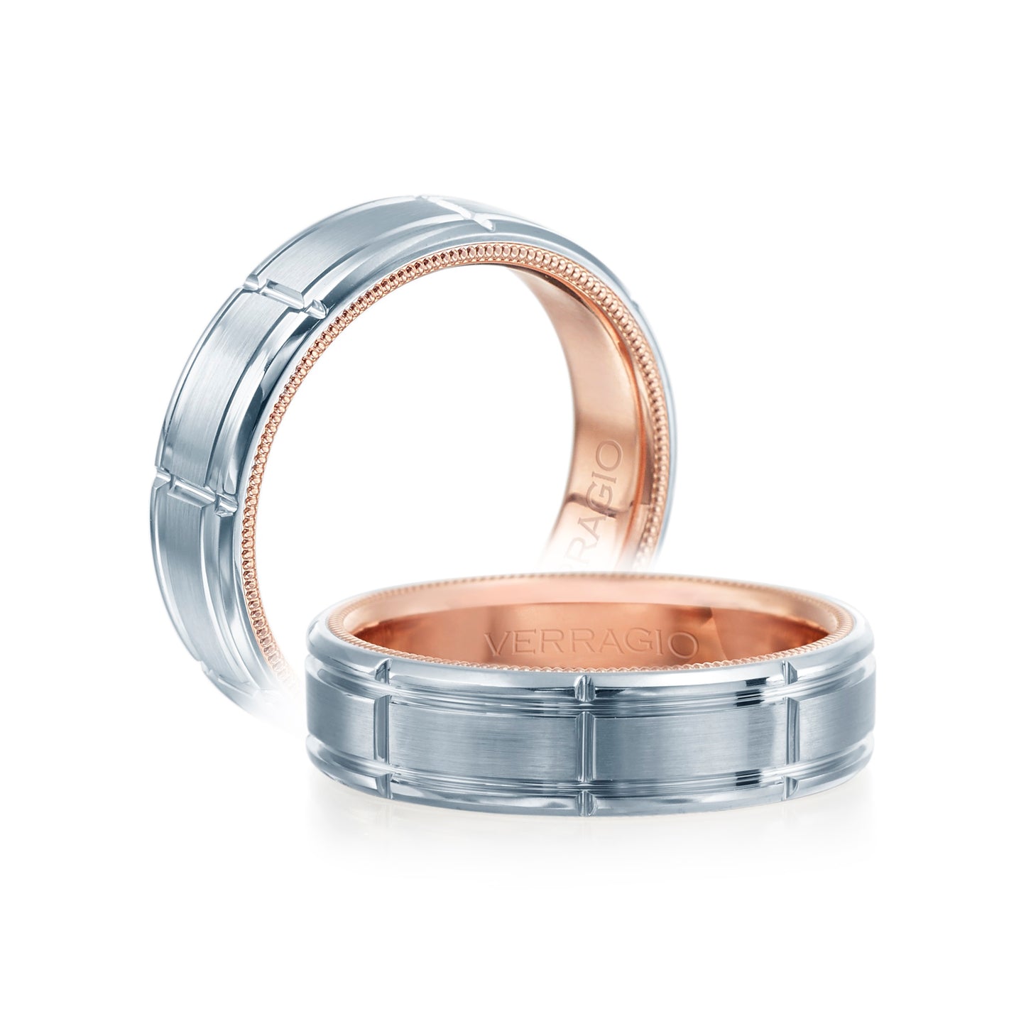 Verragio Men's White and Rose Gold Band