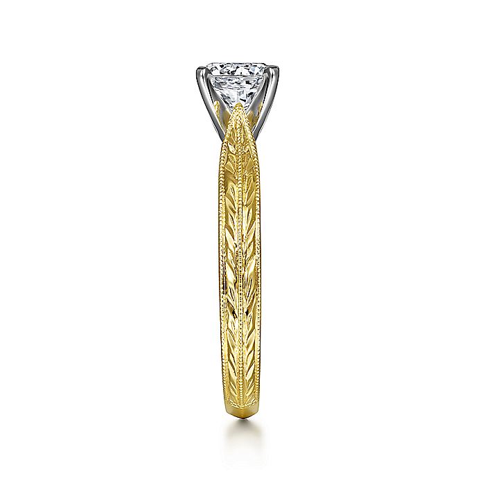Gabriel & Co Yellow Gold Engraved Semi-Mount Engagement Ring