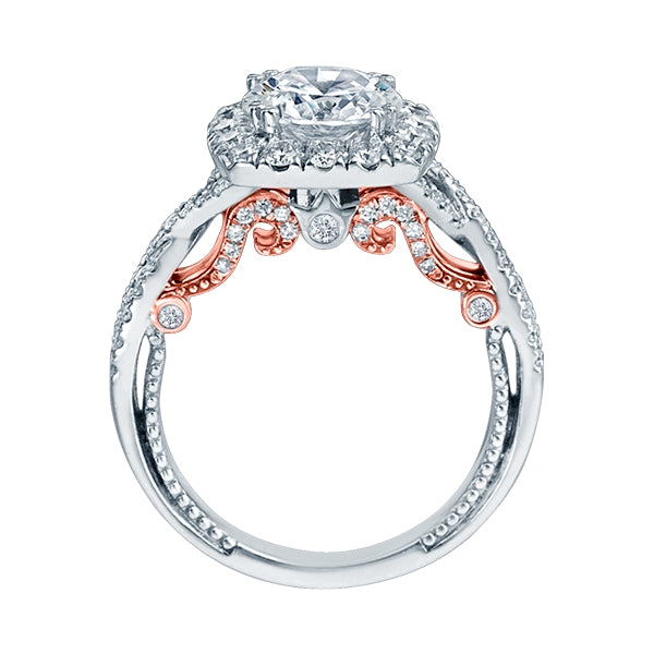 Verragio Insignia Collection White & Rose Gold Cushion Halo Engagement Ring