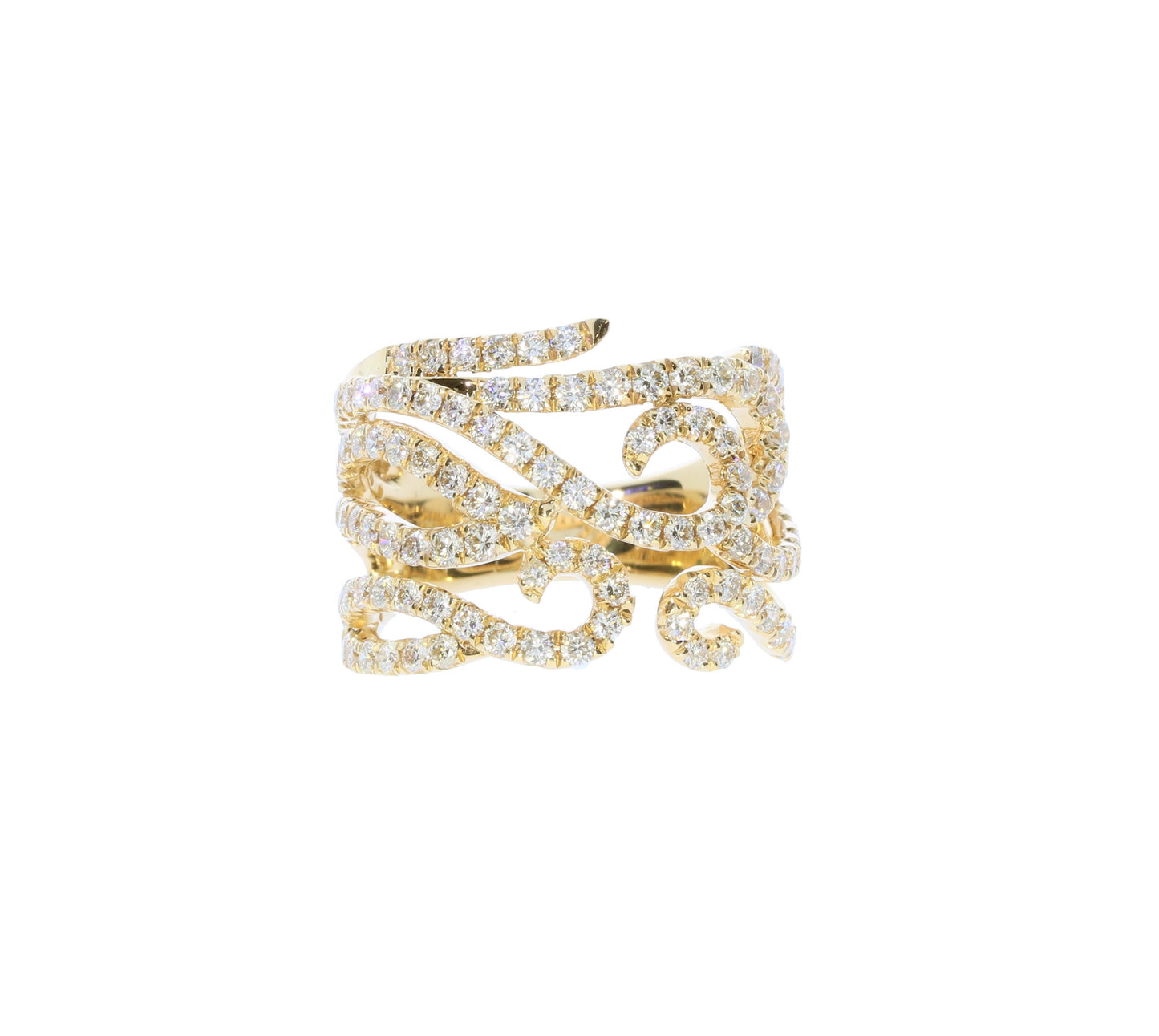 Yellow Gold Diamond Multi-row Fashion Ring