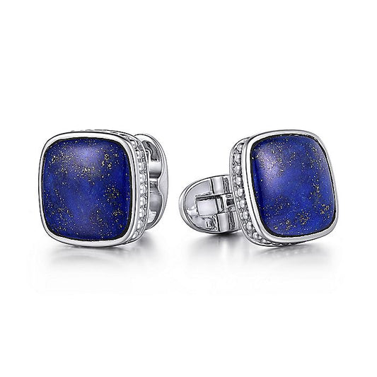 Gabriel & Co Sterling Silver Square Cufflinks with Lapis Stones - Gents Cufflinks