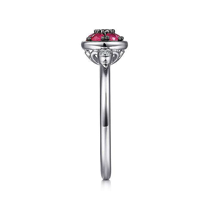 Gabriel & Co. Sterling Silver Diamond and Ruby Cluster Ring
