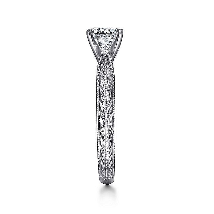 Gabriel & Co White Gold Engraved Semi-Mount Engagement Ring
