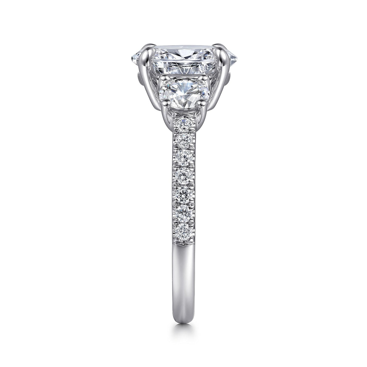 Gabriel & Co. White Gold Oval Three Stone Semi-Mount Engagement Ring