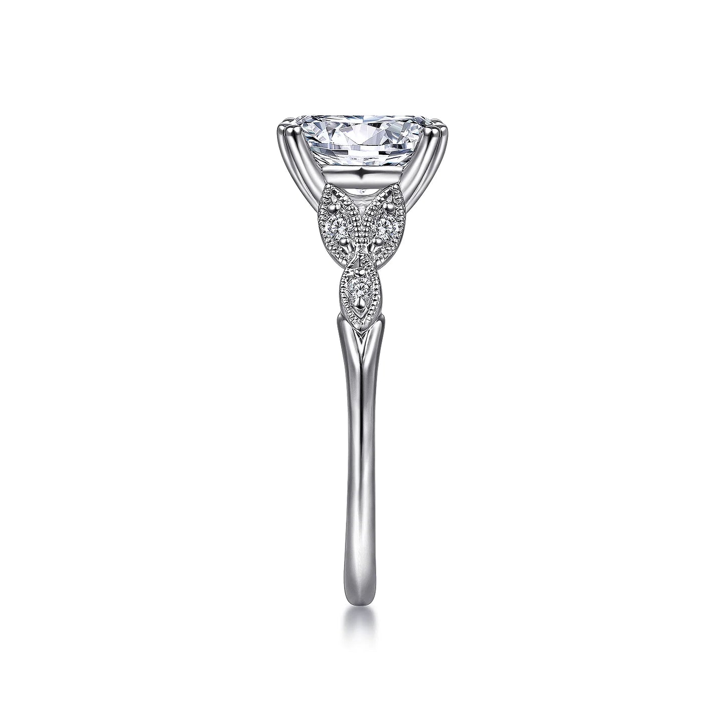Gabriel & Co. - Celia - 14K White Gold Oval Diamond Engagement Ring - Diamond Semi-Mount Rings