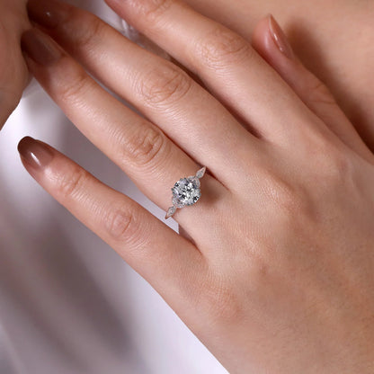 Gabriel & Co. - Celia - 14K White Gold Oval Diamond Engagement Ring - Diamond Semi-Mount Rings