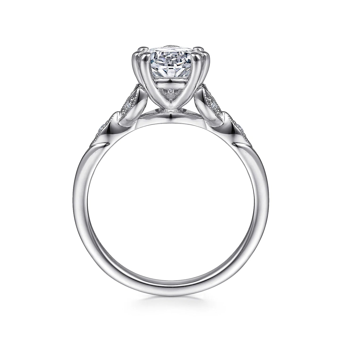 Gabriel & Co. - Celia - 14K White Gold Pear Shape Diamond Engagement Ring - Diamond Semi-Mount Rings