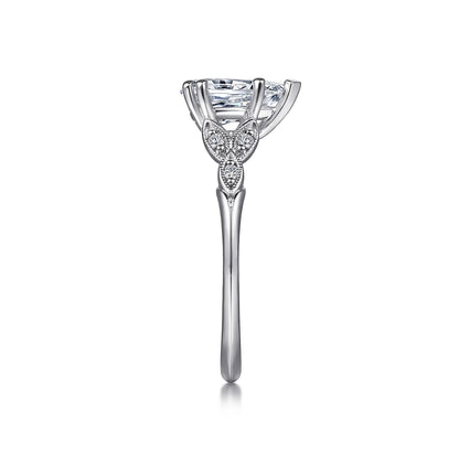 Gabriel & Co. - Celia - 14K White Gold Pear Shape Diamond Engagement Ring - Diamond Semi-Mount Rings