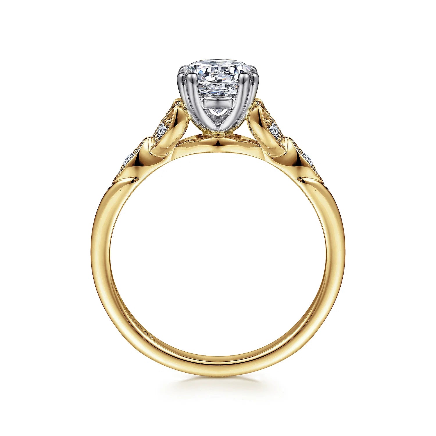 Gabriel & Co. - Celia - 14K White-Yellow Gold Round Diamond Engagement Ring - Diamond Semi-Mount Rings