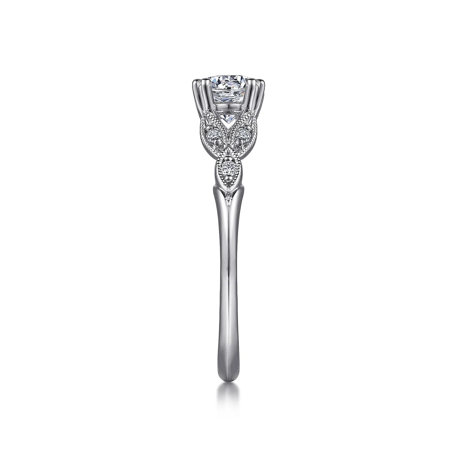 Gabriel & Co. - Celia - 14K White Gold Round Diamond Engagement Ring - Diamond Semi-Mount Rings