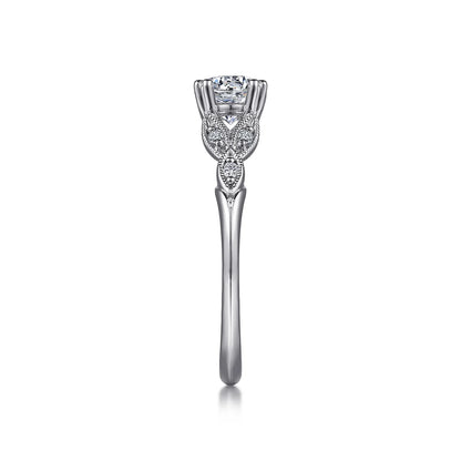Gabriel & Co. - Celia - 14K White Gold Round Diamond Engagement Ring - Diamond Semi-Mount Rings