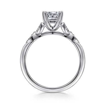 Gabriel & Co. - Celia - 14K White Gold Princess Cut Diamond Engagement Ring - Diamond Semi-Mount Rings