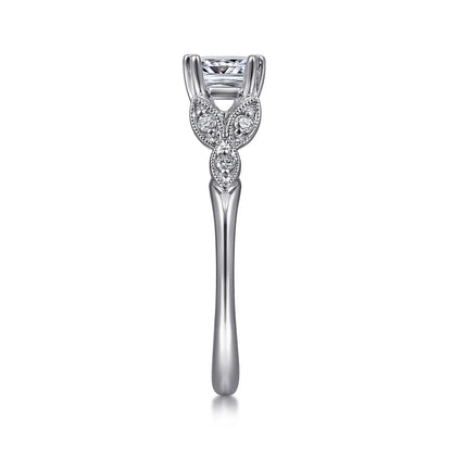 Gabriel & Co. - Celia - 14K White Gold Princess Cut Diamond Engagement Ring - Diamond Semi-Mount Rings
