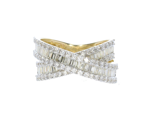 Ladies Yellow Gold Baguette Diamond Band - Diamond Fashion Rings - Women's