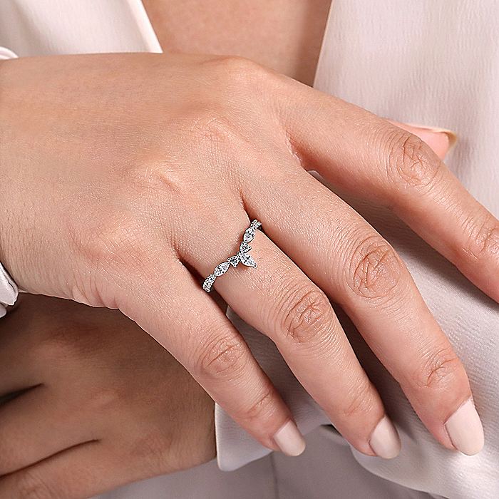 Gabriel & Co. 14 Karat White Gold Curved Wedding Band