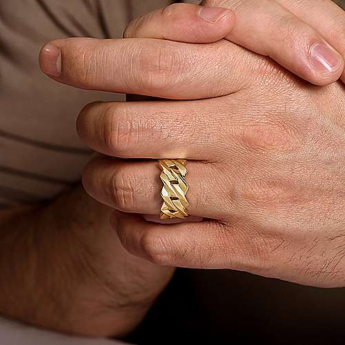 Gabriel & Co Yellow Gold Chain Link Band