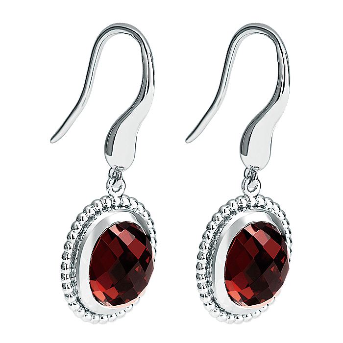 Gabriel & Co Sterling Silver Earrings with Oval Garnet Drops