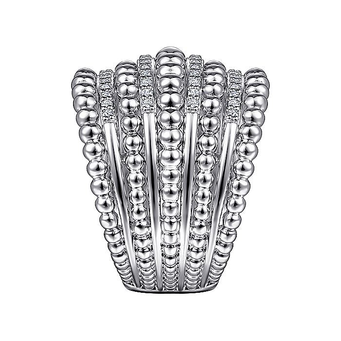 Gabriel & Co Sterling Silver White Sapphire Bujukan Ring