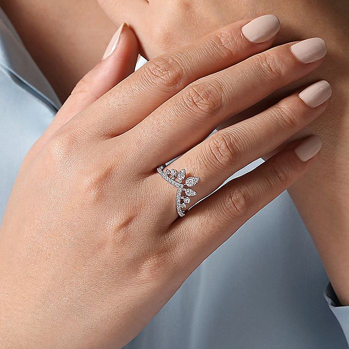Gabriel & Co White Gold Diamond Chevron Ring